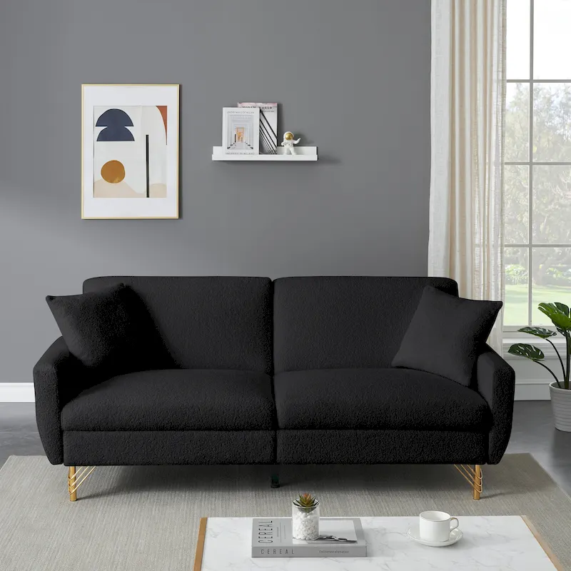 Foldable Futon Sofa Bed, Adjustable Backrest, Compact Design, Multi-Position Convertible