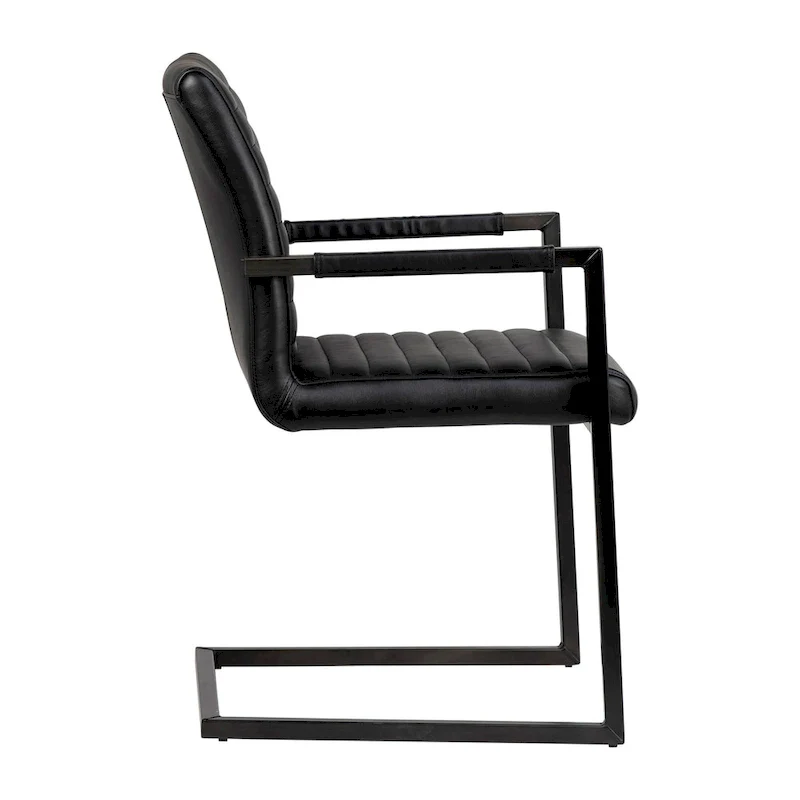 Greyson Genuine Full Grain Leather and Steel Modern Dining Arm Chair