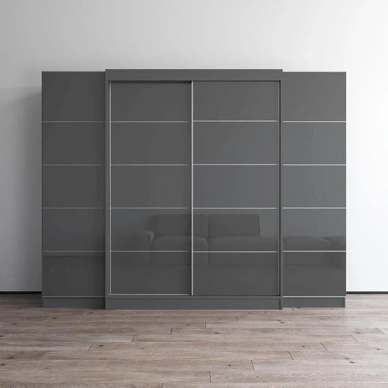 Fold-Down Wall Desk Cabinet with Chalkboard Surface, White, Space-Saving Design