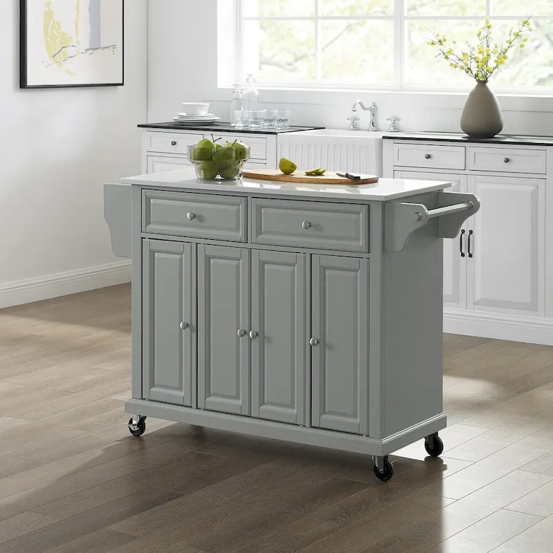 Crosley Full Size Granite Top Kitchen Cart/Island Gray/White - 51.5 W x 18 D x 36.5 H