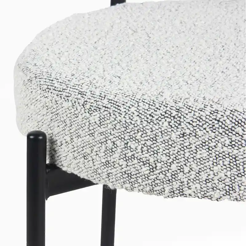 White Boucle Round Dining Chair