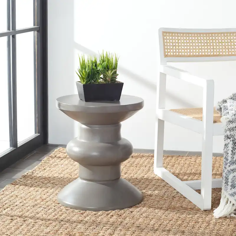 SAFAVIEH Outdoor Jiraiya Concrete Accent Stool - 15W x 15D x 18H