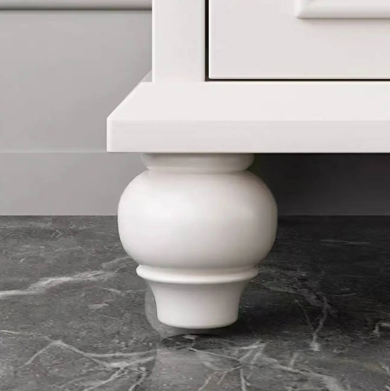 White Wooden Sideboard with 3 Drawers and Cabinets