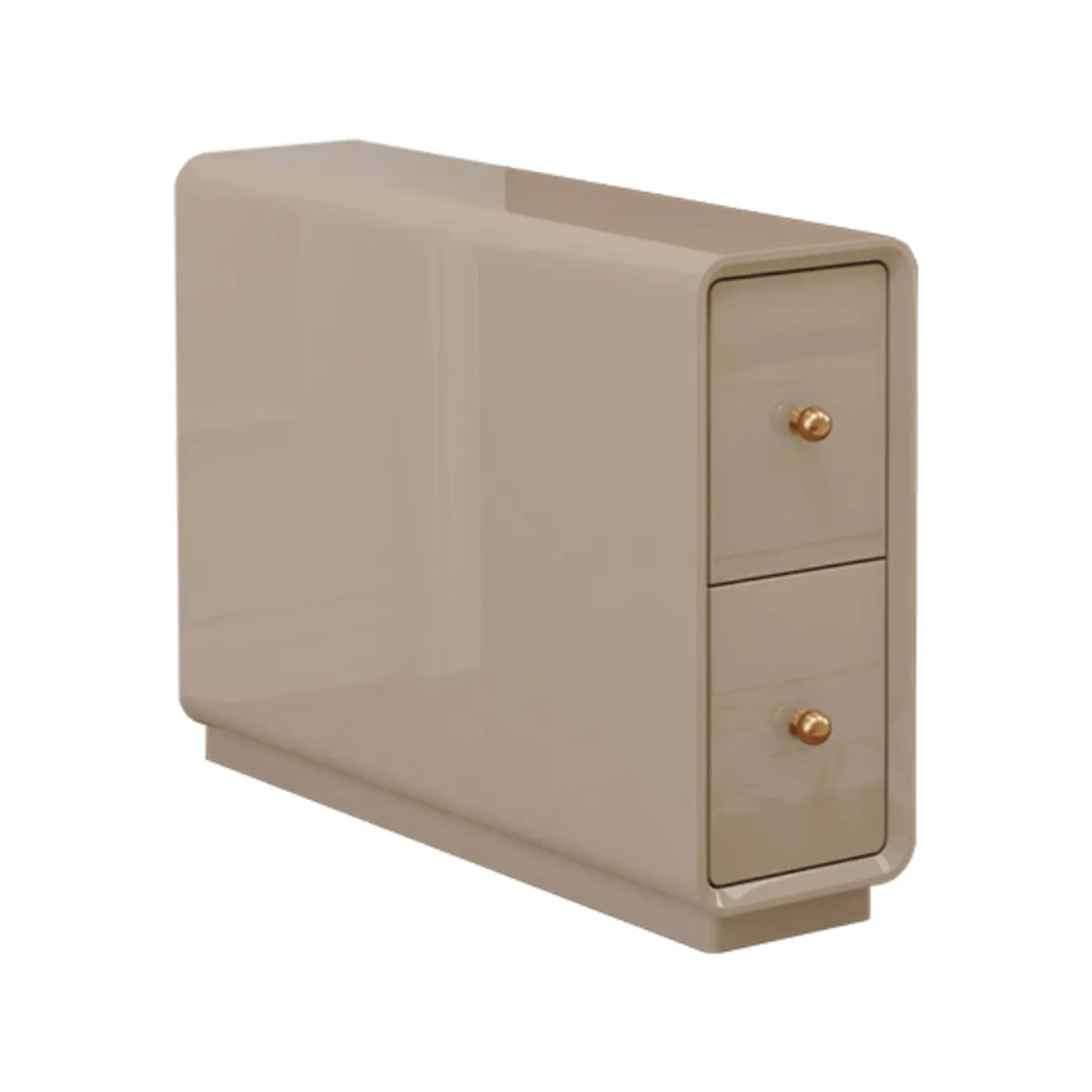 Narrow Rectangle Walnut Wood Side Table with Drawers