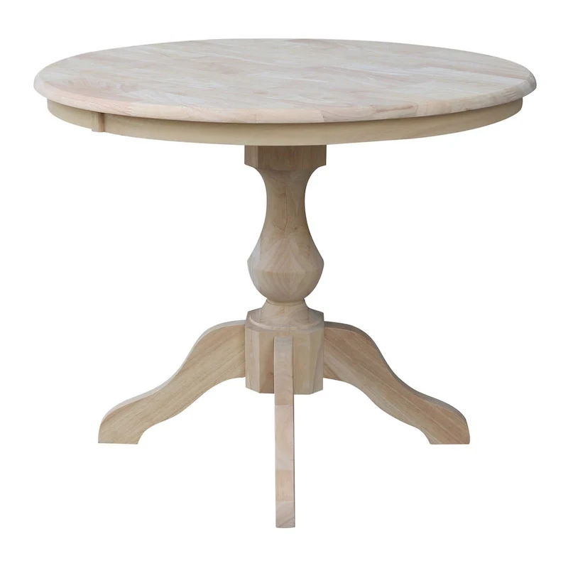 Unfinished Round Pedestal Dining Table, Seats 4