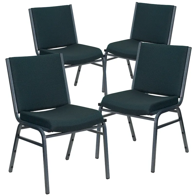 Heavy Duty Stackable Chairs Set of 4 - Gray Vinyl Padded Seat - 550 lb Capacity - 21D x 19.75W x 31.25H - Commercial Grade