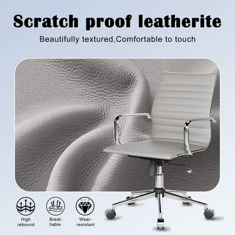Black Ribbed Swivel Office Chair with Tilt Function