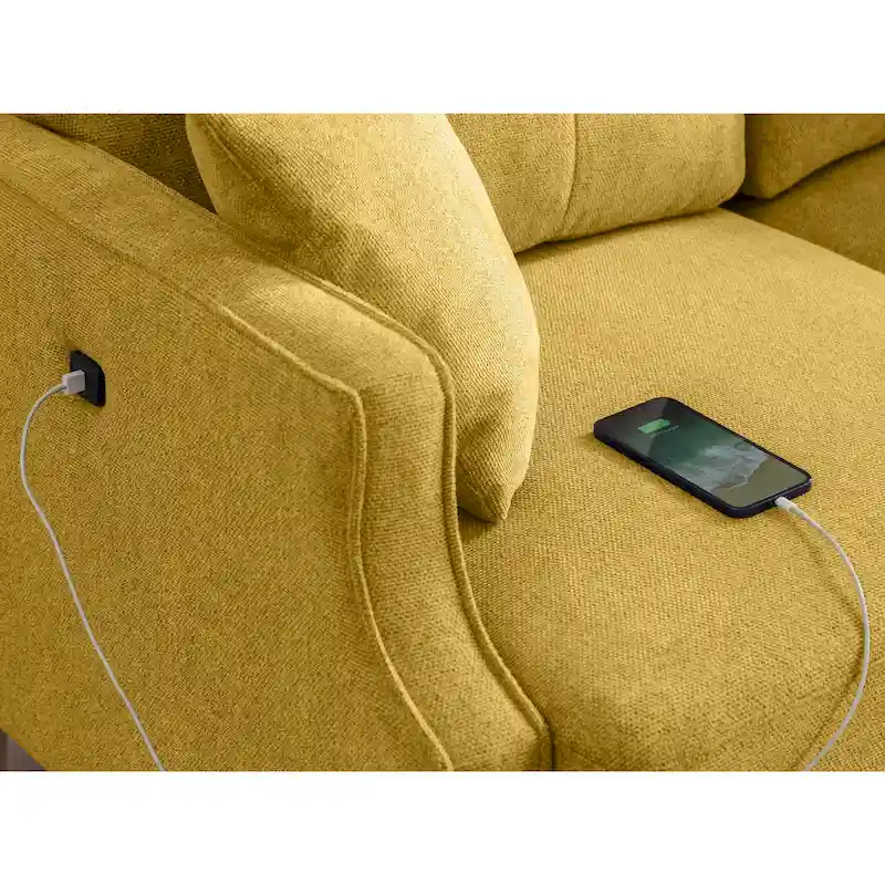 Tufted Loveseat with USB Outlet - 3 Seater