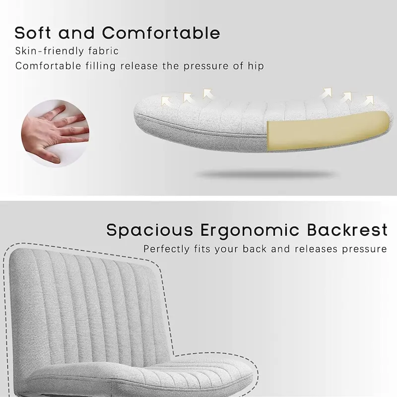 BOSSIN Criss Cross Chair Armless Office Desk Chair No Wheels,Fabric Padded Modern Swivel Vanity Chair office chair