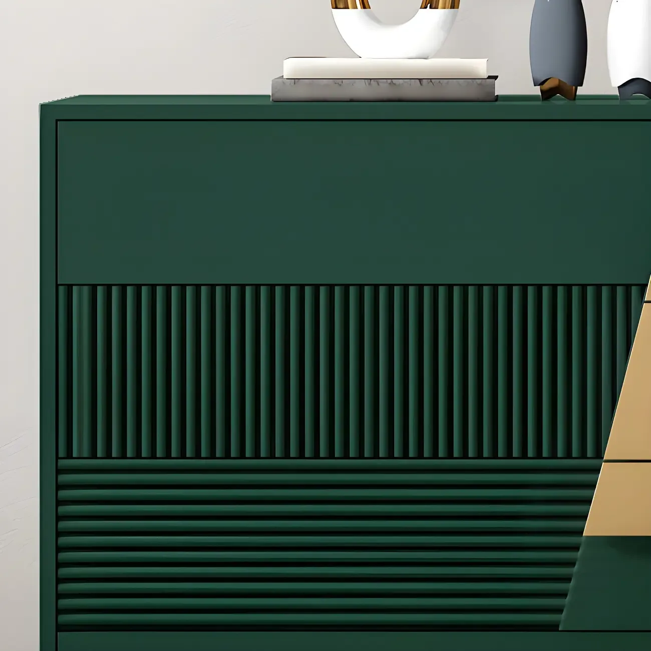 Elegant Wooden Sideboard with Drawers in Green/Grey