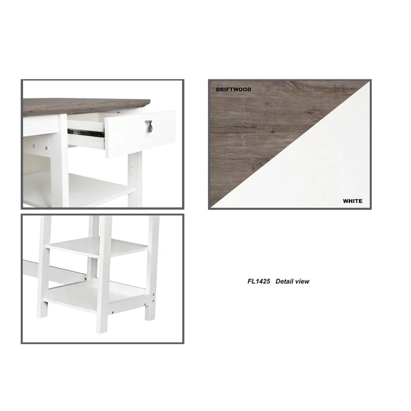 Saint Birch Finley White 59-inch L-Shape Desk