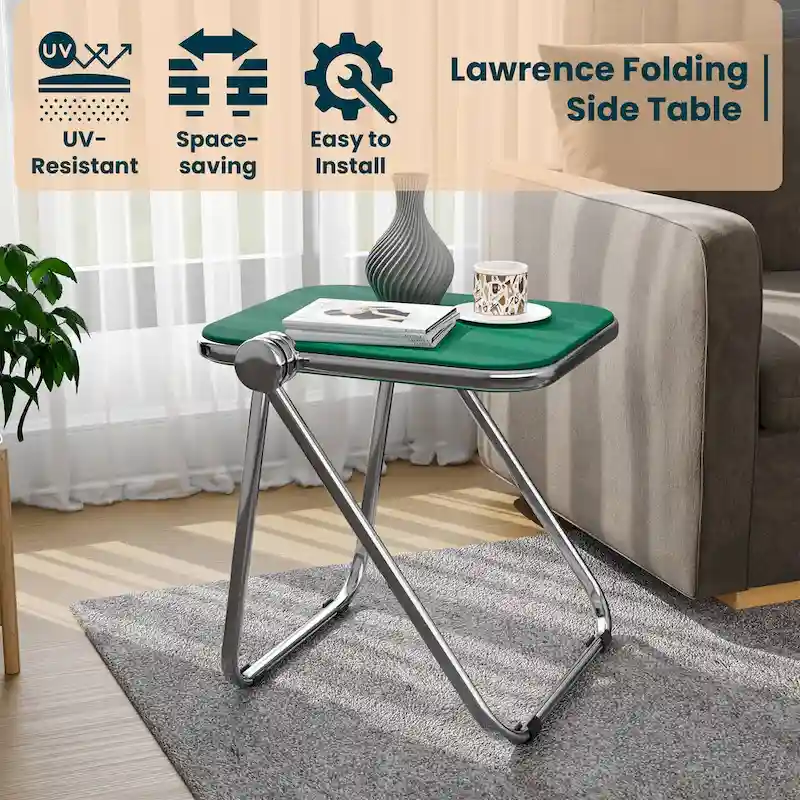 LeisureMod Lawrence Rectangular Folding Table with Aluminum Frame - 16.73