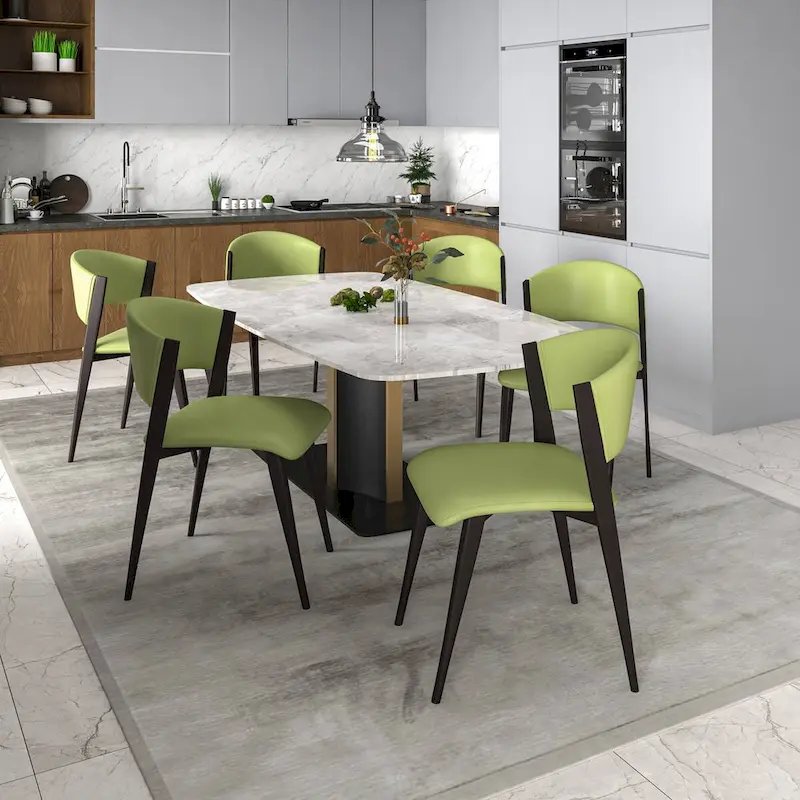 Dining Chair - Black Leather - Metal Legs