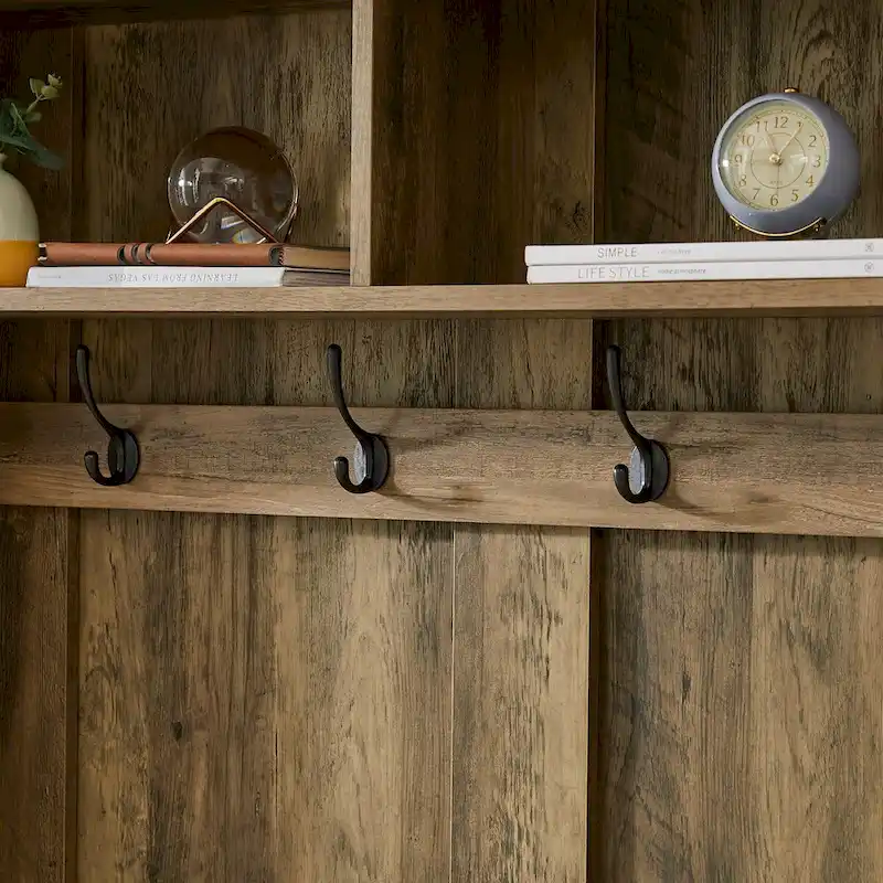 Hall Tree with Coat Rack, Bench, Drawers