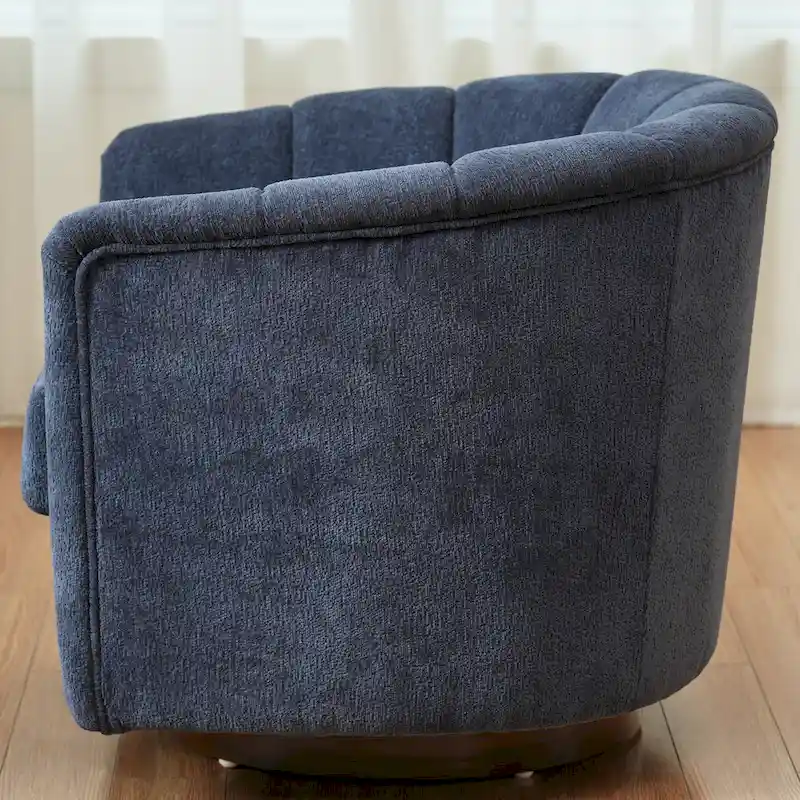 Fabric Swivel Chair with 360 Rotation, Wooden Base and 350lb Weight Capacity