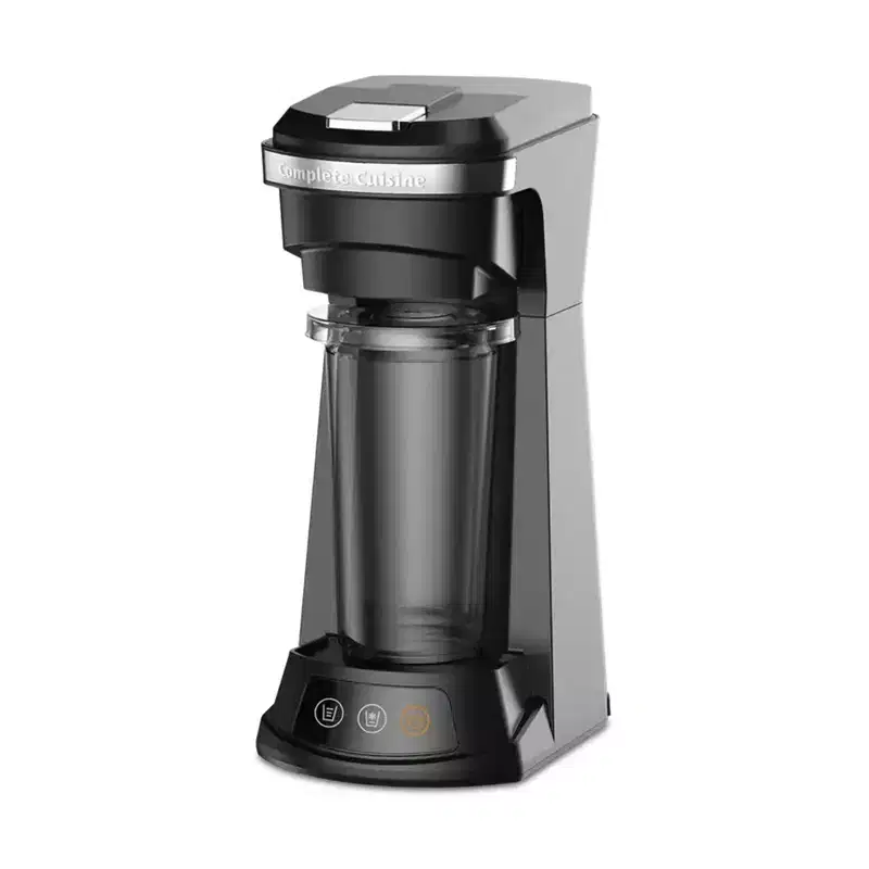 Complete Cuisine 4-in-1 Single Serve Coffee Maker, Compact Hot  Iced Brewer for Pods/Ground Coffee, Reusable Filter, Stainless Steel Drip Tray, Black
