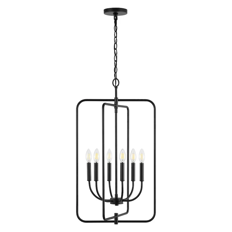 SAFAVIEH Lighting Noelline 6-Light Adjustable Pendant Chandelier (LED Bulbs Included) - Black - 17Wx15Dx95H