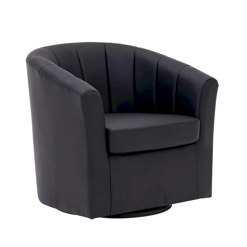 Swivel Barrel Accent Chair - Faux Leather Single Seat