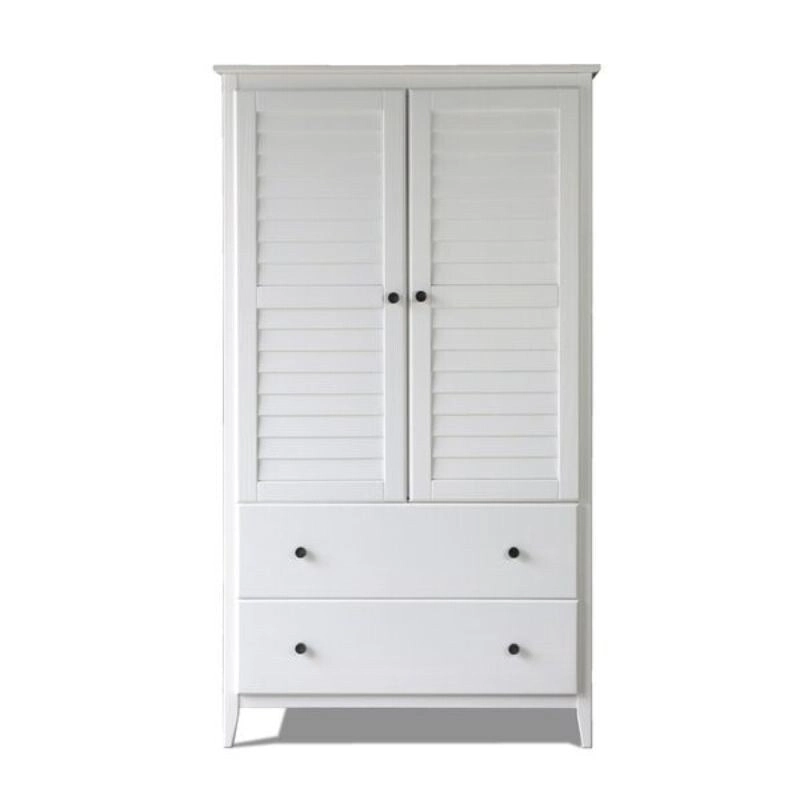 FarmHome Louvered Distressed Solid Pine Armoire