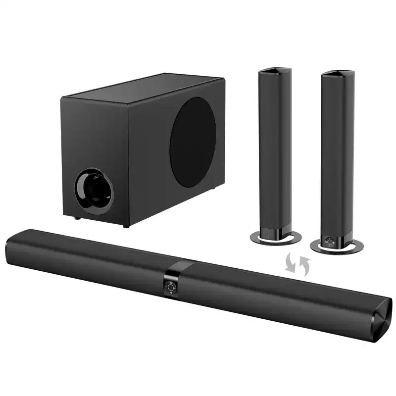 MOVSSOU 120W Sound Bar with Subwoofer 5.0 Bluetooth Soundbar for Smart TV Volume Boost 2 in 1 Detachable TV Sound Bar