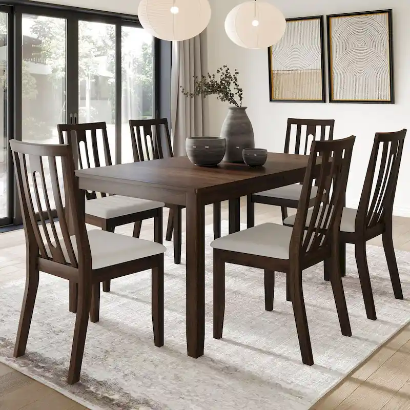 Contemporary Modern 7-piece Wooden Dining Set