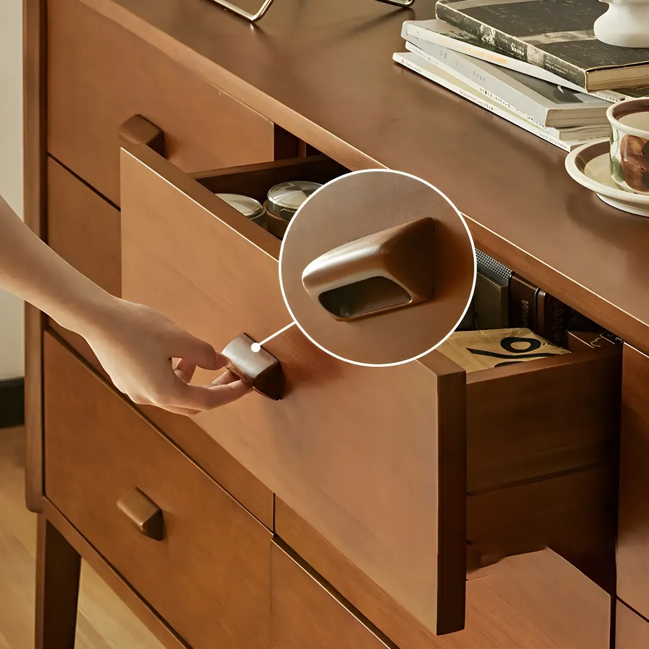 Traditional Brown Wooden Dresser with Self-Close Drawers