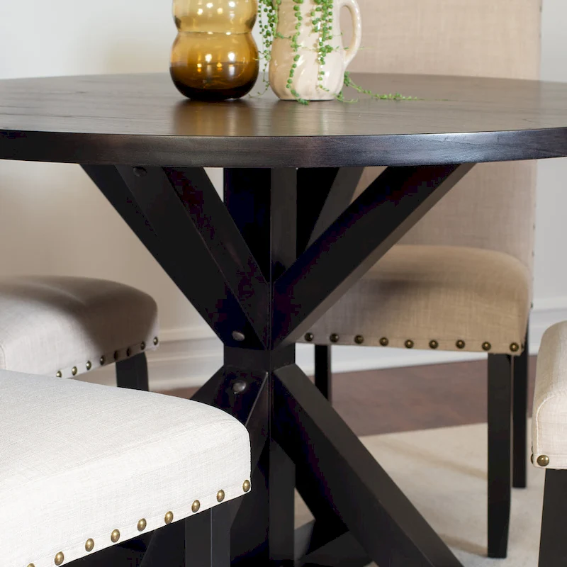 Roundhill Furniture Mytzi 5-piece Dining Set, Cross-Buck Dining Table with 4 Stylish Chairs