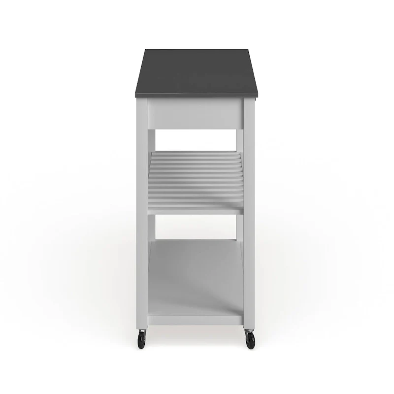White Wood/ Stainless Steel Kitchen Cart Island - 17d x 43w x 35h