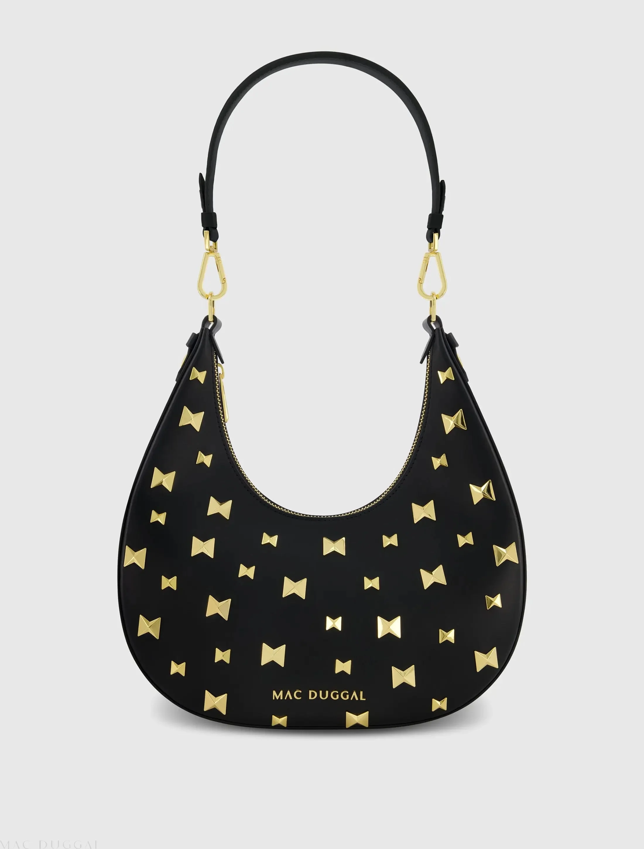 Black Leather Hobo Bag With Gold Hardware - FINAL SALE