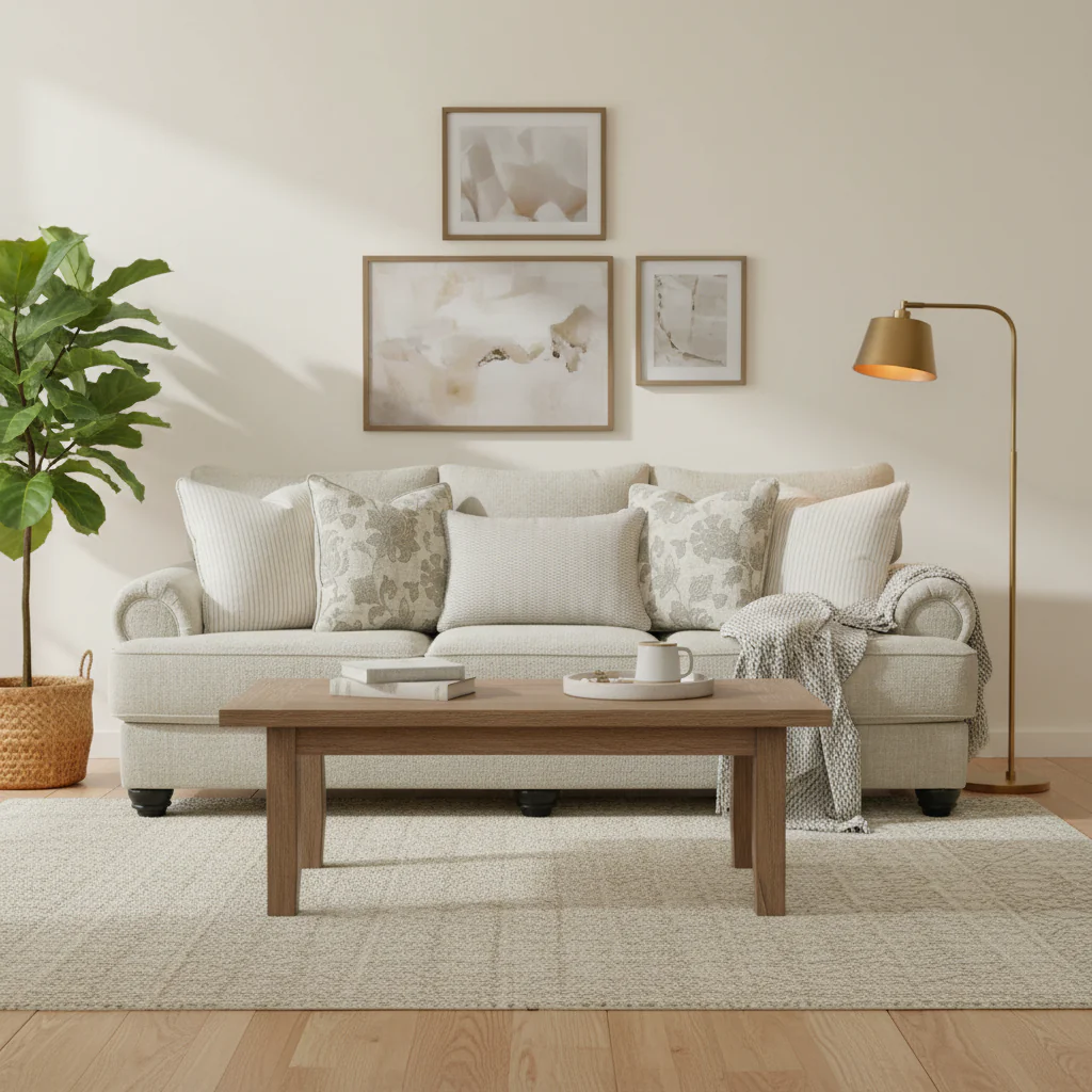 Beige Sofa - 98W x 44D x 40H