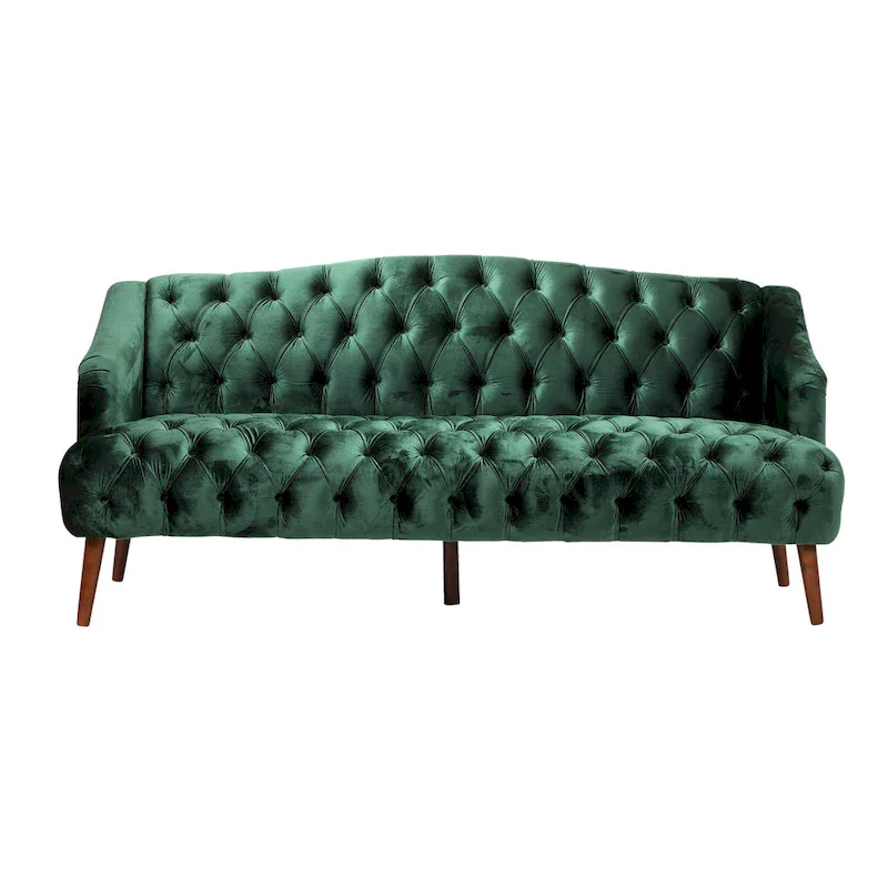 Modern 73.25 Button Tufted 3-Seater Sofa with Birch Legs