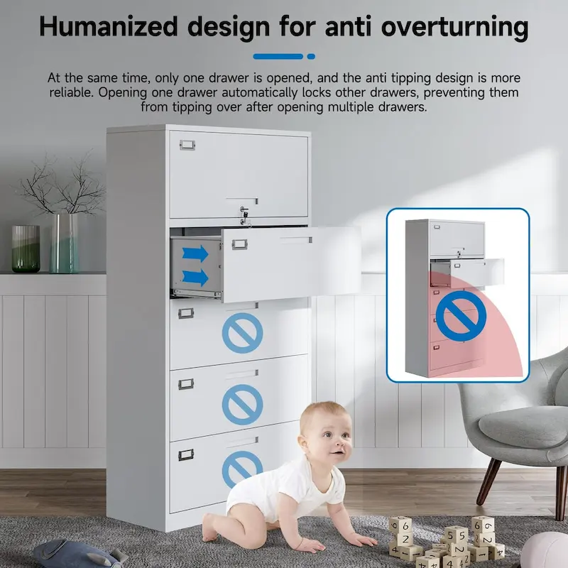 4-Drawer Lateral File Cabinet with Lock