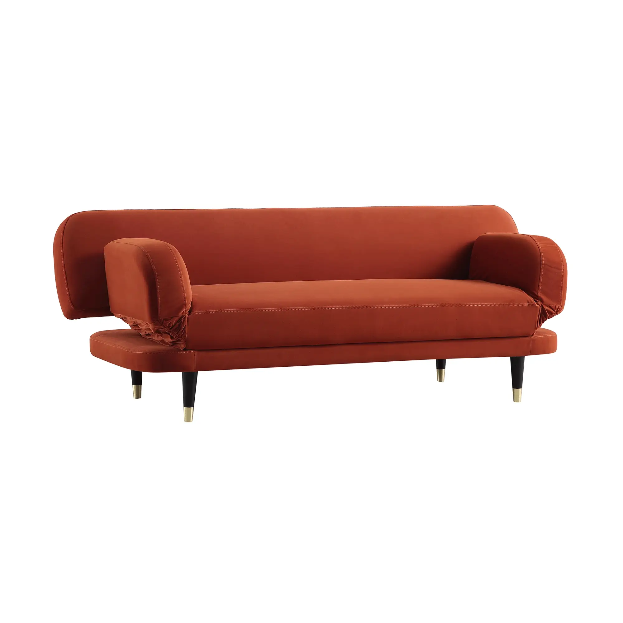2-Seater Sofa Bed, Rust Velvet