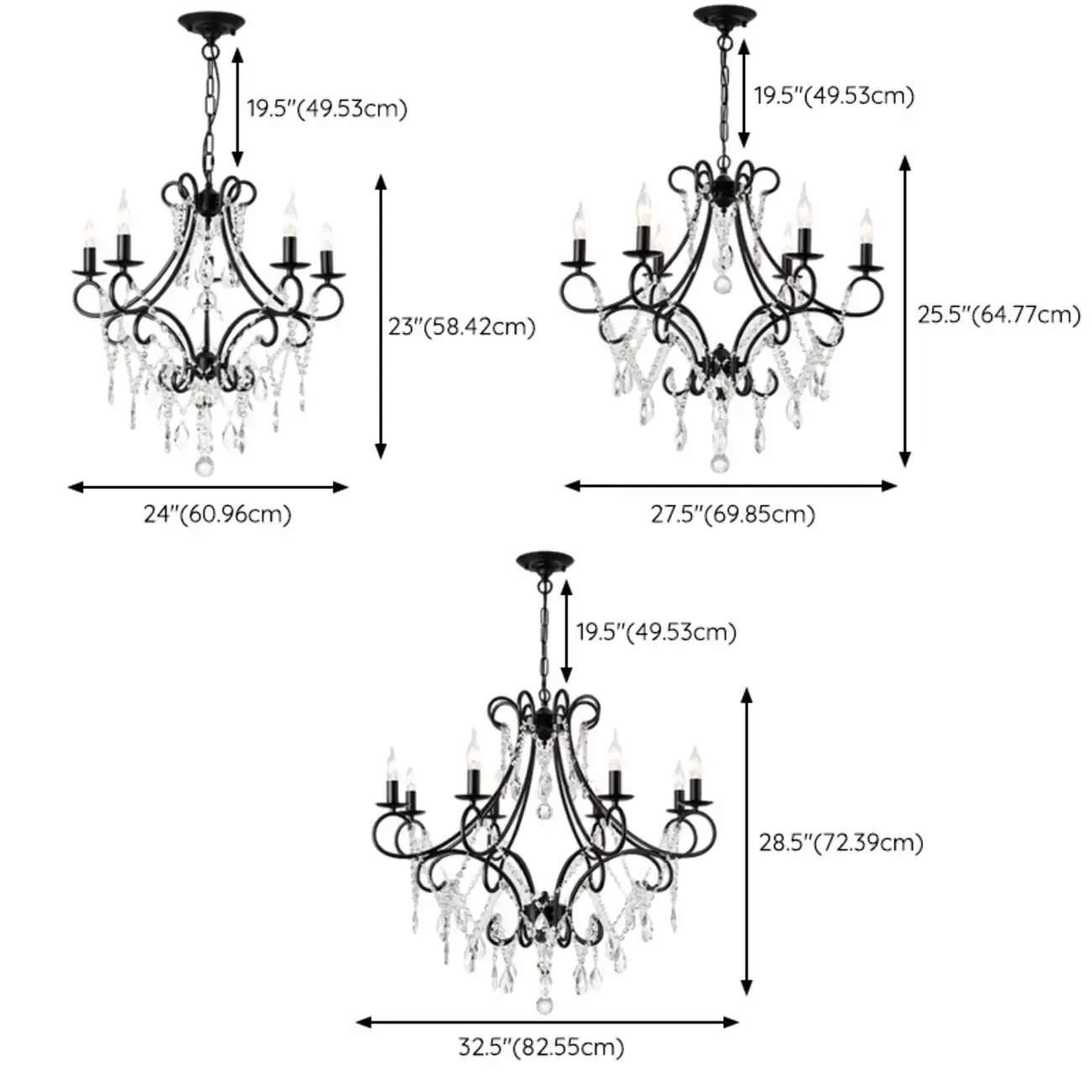 Elegant Gold Curved Crystal Candelabra Chandelier