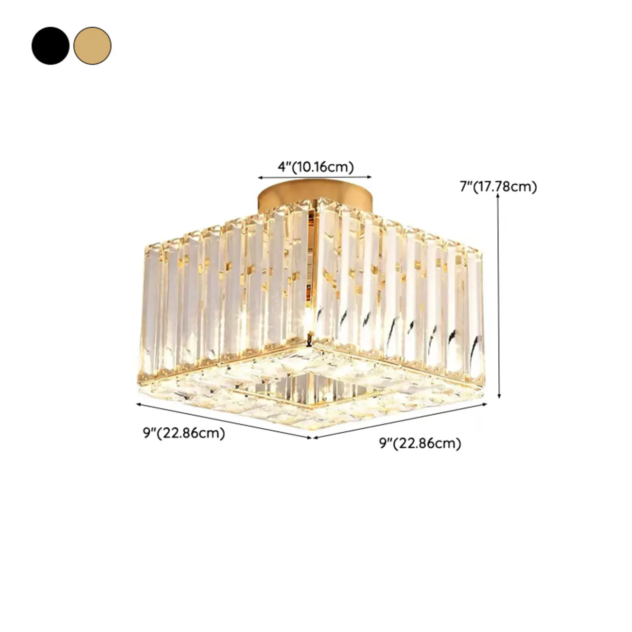 Stylish Square Crystal Semi-Flush LED Ceiling Light