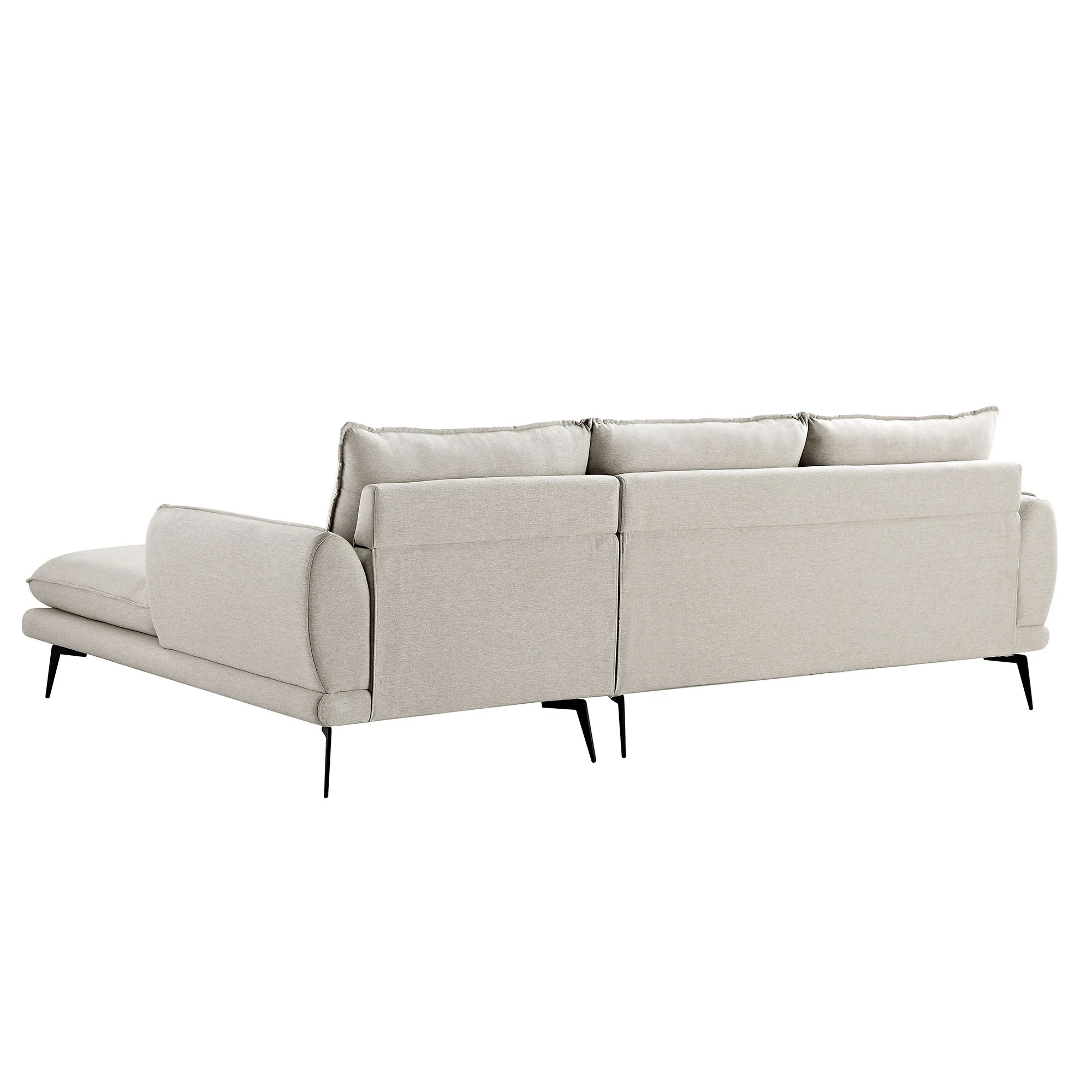 Oatmeal Fabric Sofa, Grande Chaise Sofa Right Hand Facing