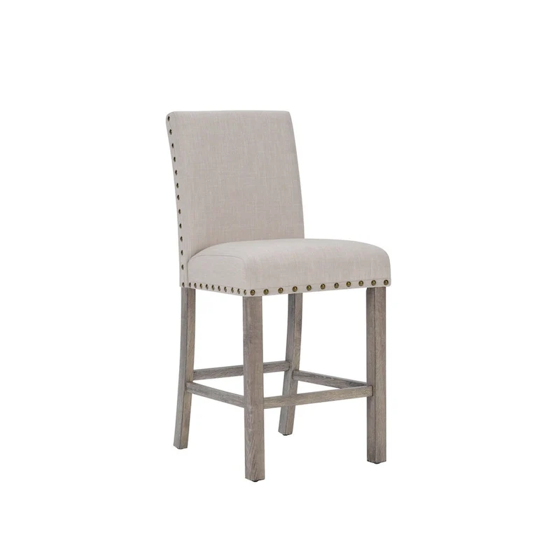 Farmhouse Style 3-piece Square Bar Table Set, 2 Upholstered Counter Stools with Bar Table Dining Set
