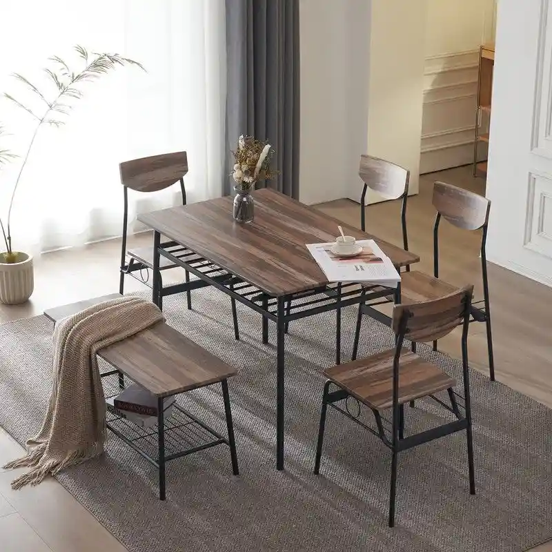 Steel Frame 6-Piece Modern Dining Set for Kitchen