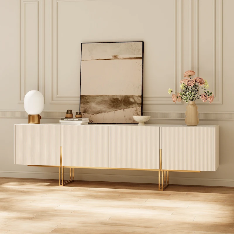 78.7 TV Stand, Entertainment Center with Faux Marble Top