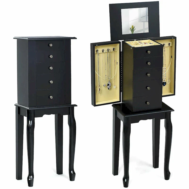 Jewelry Cabinet Armoire Storage Chest with 5 Drawers Box