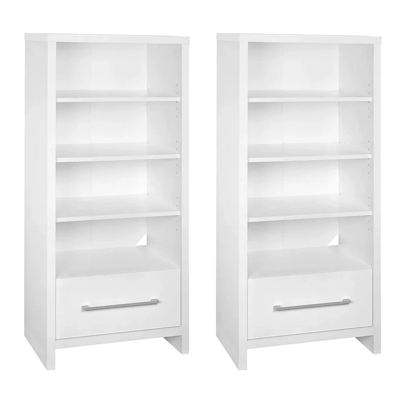 ClosetMaid 165100 Decorative Storage Tower Bookcase with Drawer, White (2 Pack)