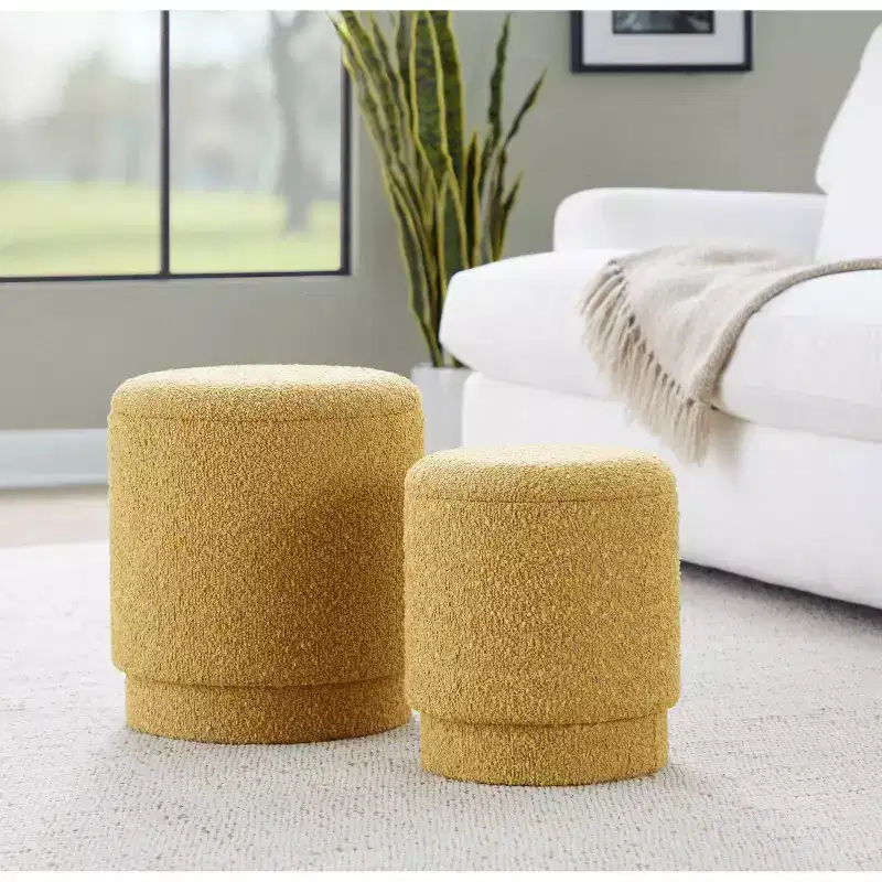 LumiSource Marla Upholstered Ottoman Set Fabric