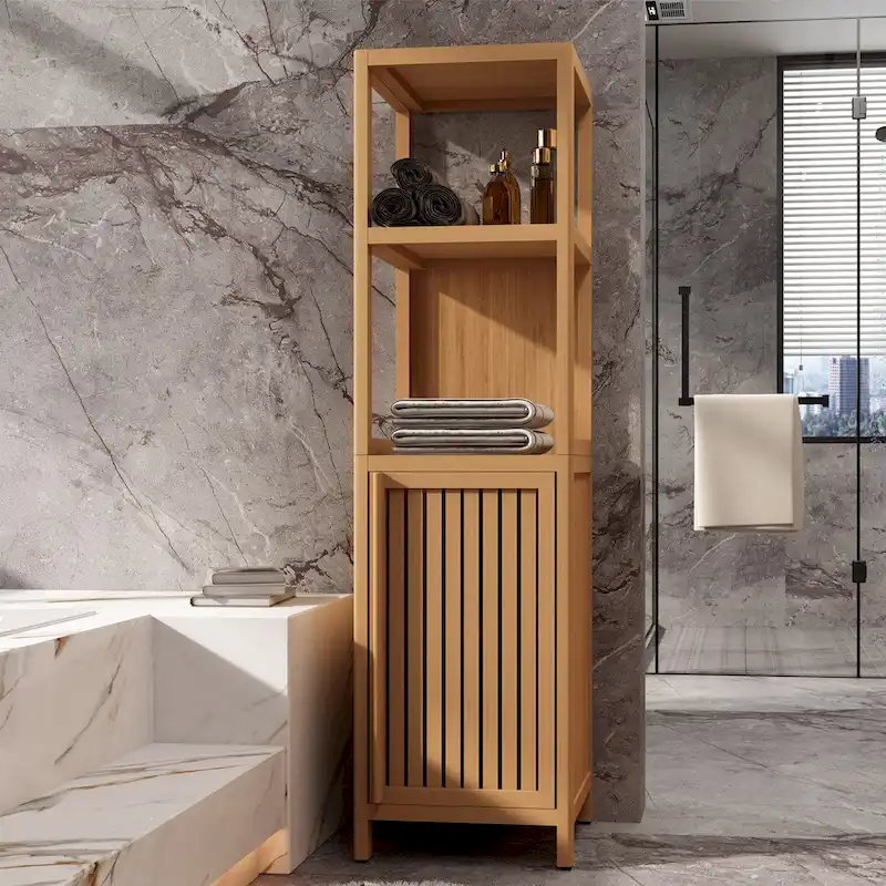 Large capacity multifunctional bamboo storage cabinet furniture for bathroom