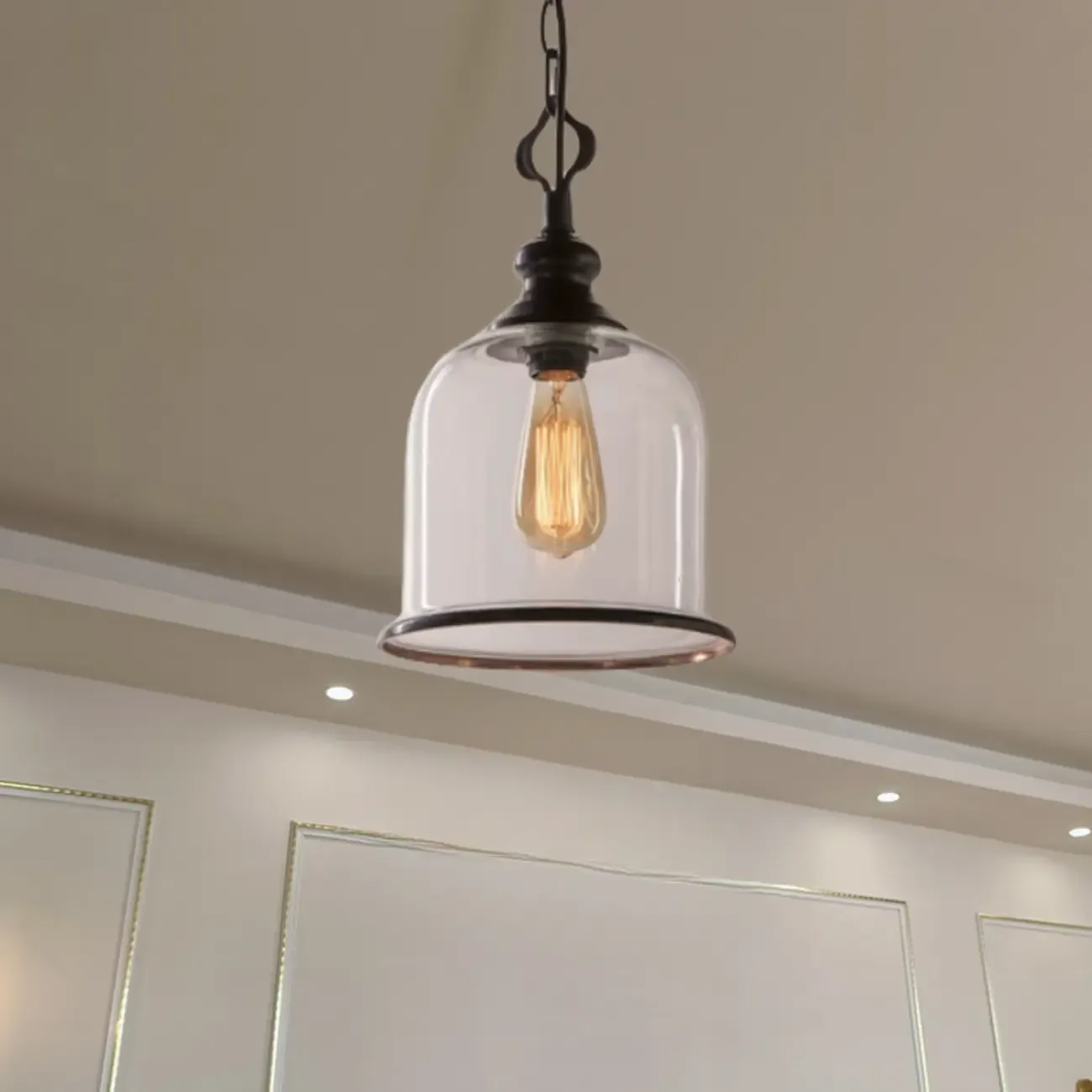 Mini Clear Bell Glass Shade Kitchen Pendant Light