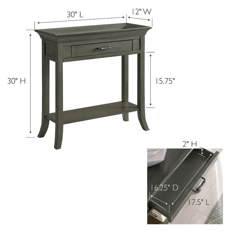 Smoke Gray Console Hall Stand with Drawer