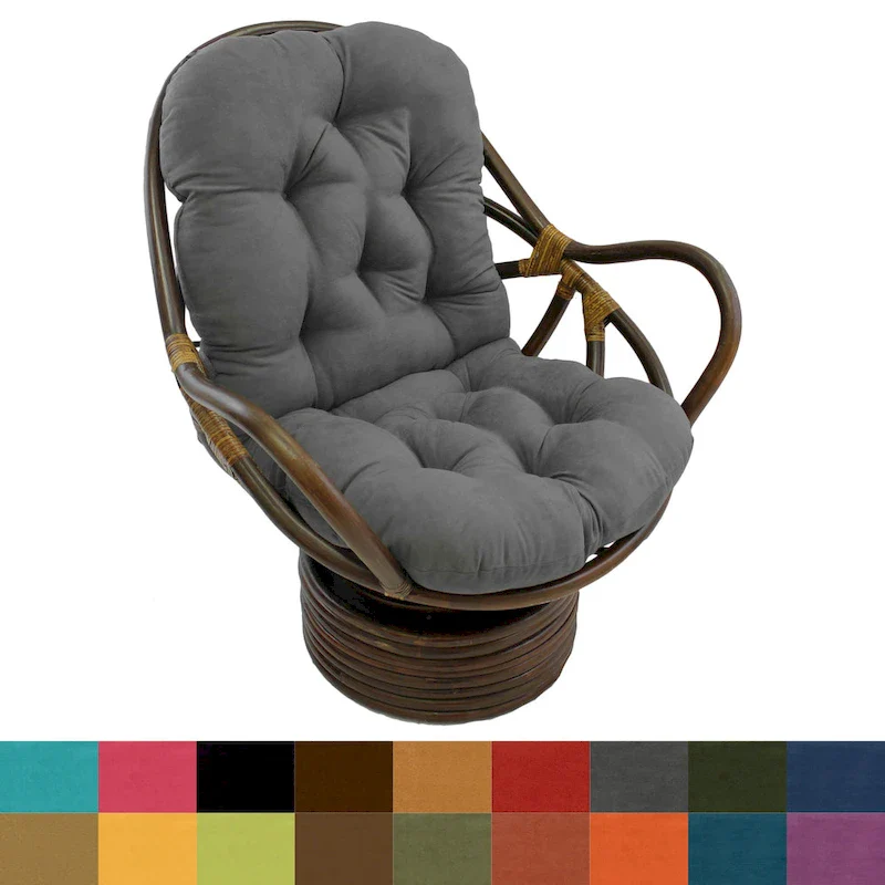 Rattan Swivel Rocker with Microsuede Cushion