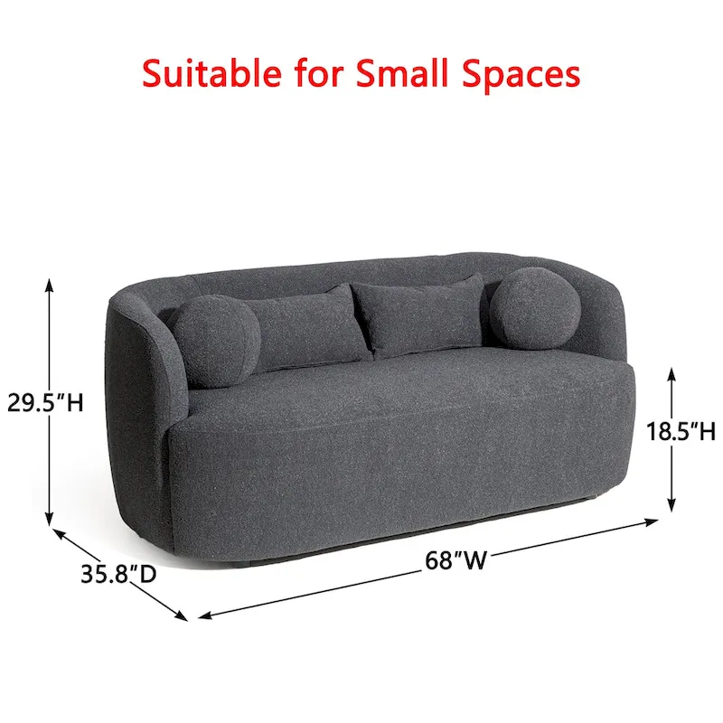 Boucle Loveseat - Natural Fabric, Mid-Century Modern, Seats 2