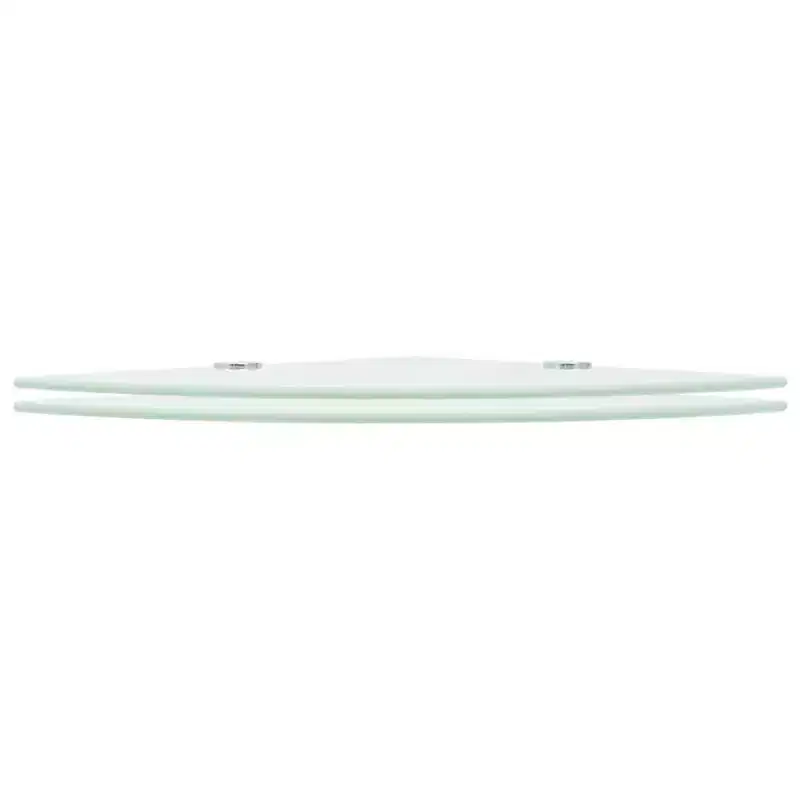 Corner Shelf Set of 2 White Tempered glass 9.8 x 9.8 in