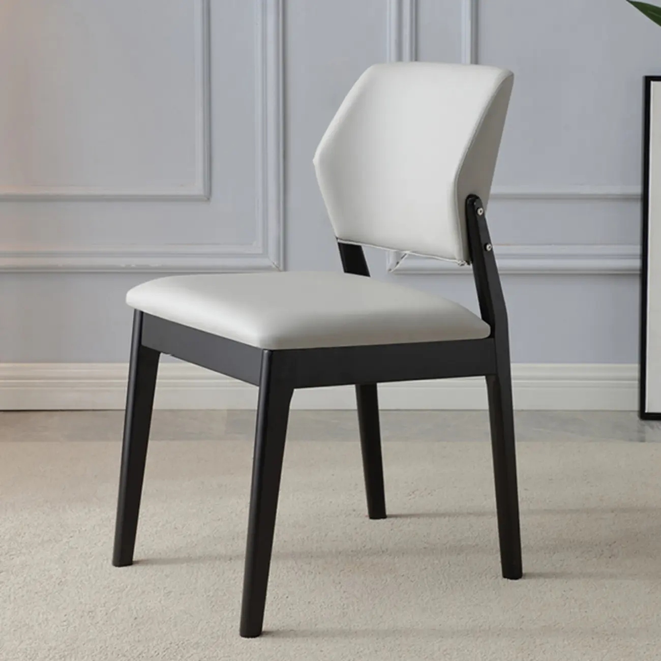 Scandinavian Faux Leather Low Back Dining Chair