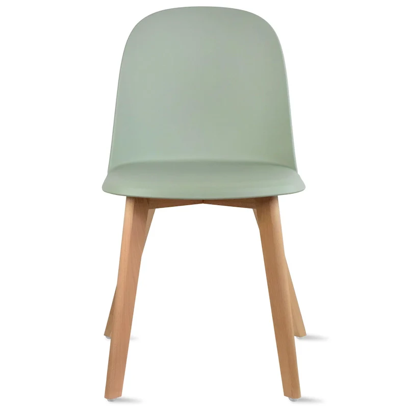 Set of 2 Plastic Dining Side Chairs with Wood Base